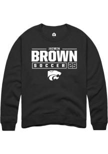 Jazmin Brown  Rally K-State Wildcats Mens Black NIL Stacked Box Long Sleeve Crew Sweatshirt