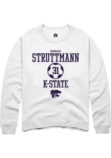 Morgan Struttmann  Rally K-State Wildcats Mens White NIL Sport Icon Long Sleeve Crew Sweatshirt