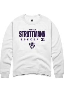 Morgan Struttmann  Rally K-State Wildcats Mens White NIL Stacked Box Long Sleeve Crew Sweatshirt