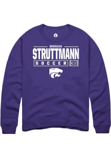 Morgan Struttmann  Rally K-State Wildcats Mens Purple NIL Stacked Box Long Sleeve Crew Sweatshir..