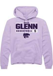 Brylee Glenn Rally Mens Lavender K-State Wildcats NIL Stacked Box Hooded Sweatshirt