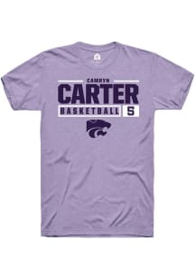 Camryn Carter  K-State Wildcats Lavender Rally NIL Stacked Box Short Sleeve T Shirt