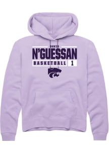 David N’Guessan  Rally K-State Wildcats Mens Lavender NIL Stacked Box Long Sleeve Hoodie