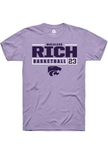 Macaleab Rich  K-State Wildcats Lavender Rally NIL Stacked Box Short Sleeve T Shirt