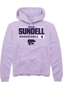 Serena Sundell Rally Mens Lavender K-State Wildcats NIL Stacked Box Hooded Sweatshirt