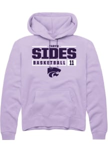 Taryn Sides  Rally K-State Wildcats Mens Lavender NIL Stacked Box Long Sleeve Hoodie