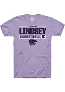 Taymont Lindsey  K-State Wildcats Lavender Rally NIL Stacked Box Short Sleeve T Shirt