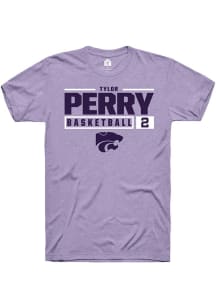 Tylor Perry  K-State Wildcats Lavender Rally NIL Stacked Box Short Sleeve T Shirt