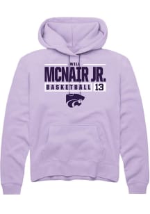 Will McNair Jr.  Rally K-State Wildcats Mens Lavender NIL Stacked Box Long Sleeve Hoodie
