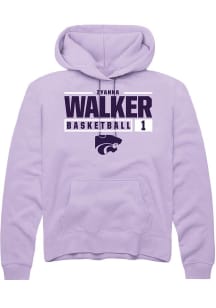 Zyanna Walker  Rally K-State Wildcats Mens Lavender NIL Stacked Box Long Sleeve Hoodie