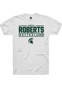 Ashlyn Roberts  Michigan State Spartans White Rally NIL Stacked Box Short Sleeve T Shirt
