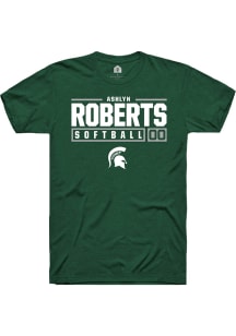 Ashlyn Roberts  Michigan State Spartans Green Rally NIL Stacked Box Short Sleeve T Shirt