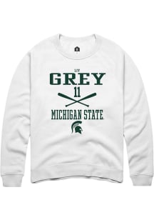 Liv Grey  Rally Michigan State Spartans Mens White NIL Sport Icon Long Sleeve Crew Sweatshirt