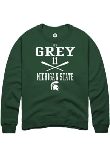 Liv Grey  Rally Michigan State Spartans Mens Green NIL Sport Icon Long Sleeve Crew Sweatshirt