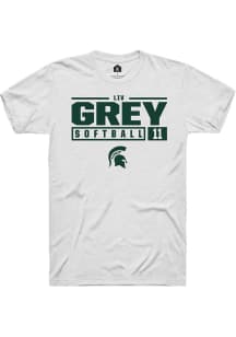 Liv Grey  Michigan State Spartans White Rally NIL Stacked Box Short Sleeve T Shirt