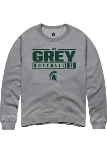 Liv Grey  Rally Michigan State Spartans Mens Grey NIL Stacked Box Long Sleeve Crew Sweatshirt