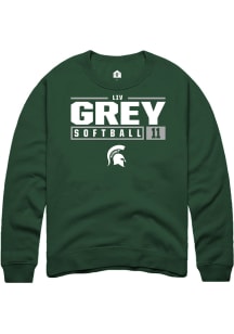 Liv Grey  Rally Michigan State Spartans Mens Green NIL Stacked Box Long Sleeve Crew Sweatshirt
