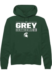 Liv Grey  Rally Michigan State Spartans Mens Green NIL Stacked Box Long Sleeve Hoodie