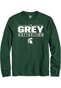 Liv Grey  Michigan State Spartans Green Rally NIL Stacked Box Long Sleeve T Shirt