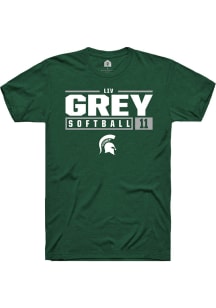 Liv Grey  Michigan State Spartans Green Rally NIL Stacked Box Short Sleeve T Shirt