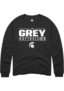 Liv Grey  Rally Michigan State Spartans Mens Black NIL Stacked Box Long Sleeve Crew Sweatshirt