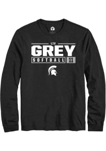 Liv Grey  Michigan State Spartans Black Rally NIL Stacked Box Long Sleeve T Shirt