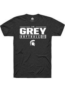Liv Grey  Michigan State Spartans Black Rally NIL Stacked Box Short Sleeve T Shirt