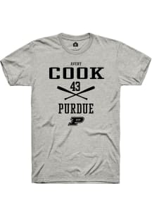 Avery Cook  Purdue Boilermakers Grey Rally NIL Sport Icon Short Sleeve T Shirt
