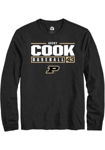Avery Cook  Purdue Boilermakers Black Rally NIL Stacked Box Long Sleeve T Shirt