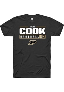 Avery Cook  Purdue Boilermakers Black Rally NIL Stacked Box Short Sleeve T Shirt