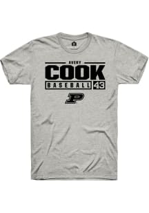 Avery Cook  Purdue Boilermakers Grey Rally NIL Stacked Box Short Sleeve T Shirt