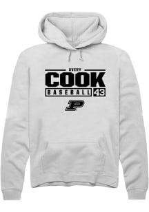 Avery Cook  Rally Purdue Boilermakers Mens White NIL Stacked Box Long Sleeve Hoodie