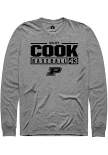 Avery Cook  Purdue Boilermakers Grey Rally NIL Stacked Box Long Sleeve T Shirt