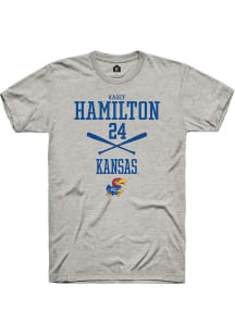 Kasey Hamilton  Kansas Jayhawks Ash Rally NIL Sport Icon Short Sleeve T Shirt