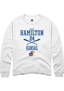 Kasey Hamilton  Rally Kansas Jayhawks Mens White NIL Sport Icon Long Sleeve Crew Sweatshirt