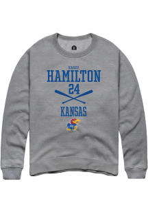 Kasey Hamilton  Rally Kansas Jayhawks Mens Grey NIL Sport Icon Long Sleeve Crew Sweatshirt
