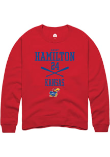 Kasey Hamilton  Rally Kansas Jayhawks Mens Red NIL Sport Icon Long Sleeve Crew Sweatshirt