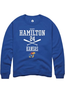Kasey Hamilton  Rally Kansas Jayhawks Mens Blue NIL Sport Icon Long Sleeve Crew Sweatshirt