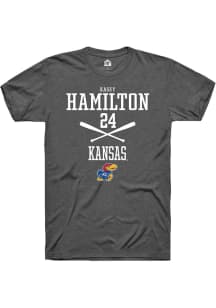 Kasey Hamilton  Kansas Jayhawks Dark Grey Rally NIL Sport Icon Short Sleeve T Shirt