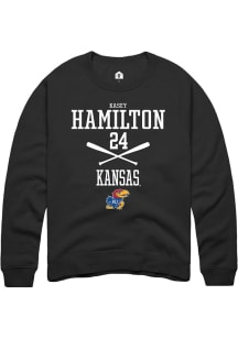 Kasey Hamilton  Rally Kansas Jayhawks Mens Black NIL Sport Icon Long Sleeve Crew Sweatshirt