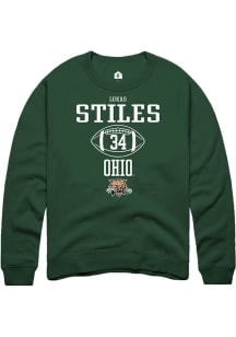 Lukas Stiles  Rally Ohio Bobcats Mens Green NIL Sport Icon Long Sleeve Crew Sweatshirt