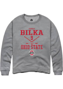 Hannah Bilka  Rally Ohio State Buckeyes Mens Grey NIL Sport Icon Long Sleeve Crew Sweatshirt