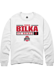 Hannah Bilka  Rally Ohio State Buckeyes Mens White NIL Stacked Box Long Sleeve Crew Sweatshirt