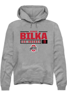 Hannah Bilka  Rally Ohio State Buckeyes Mens Grey NIL Stacked Box Long Sleeve Hoodie