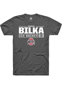 Hannah Bilka  Ohio State Buckeyes Dark Grey Rally NIL Stacked Box Short Sleeve T Shirt
