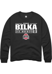 Hannah Bilka  Rally Ohio State Buckeyes Mens Black NIL Stacked Box Long Sleeve Crew Sweatshirt