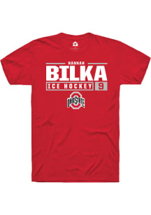 Hannah Bilka  Ohio State Buckeyes Red Rally NIL Stacked Box Short Sleeve T Shirt
