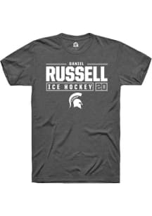 Daniel Russell Dark Grey Michigan State Spartans NIL Stacked Box Short Sleeve T Shirt