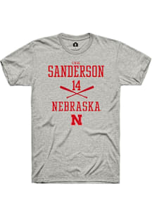 Case Sanderson  Nebraska Cornhuskers Ash Rally NIL Sport Icon Short Sleeve T Shirt