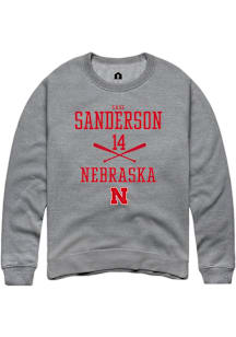 Case Sanderson  Rally Nebraska Cornhuskers Mens Graphite NIL Sport Icon Long Sleeve Crew Sweatshir..
